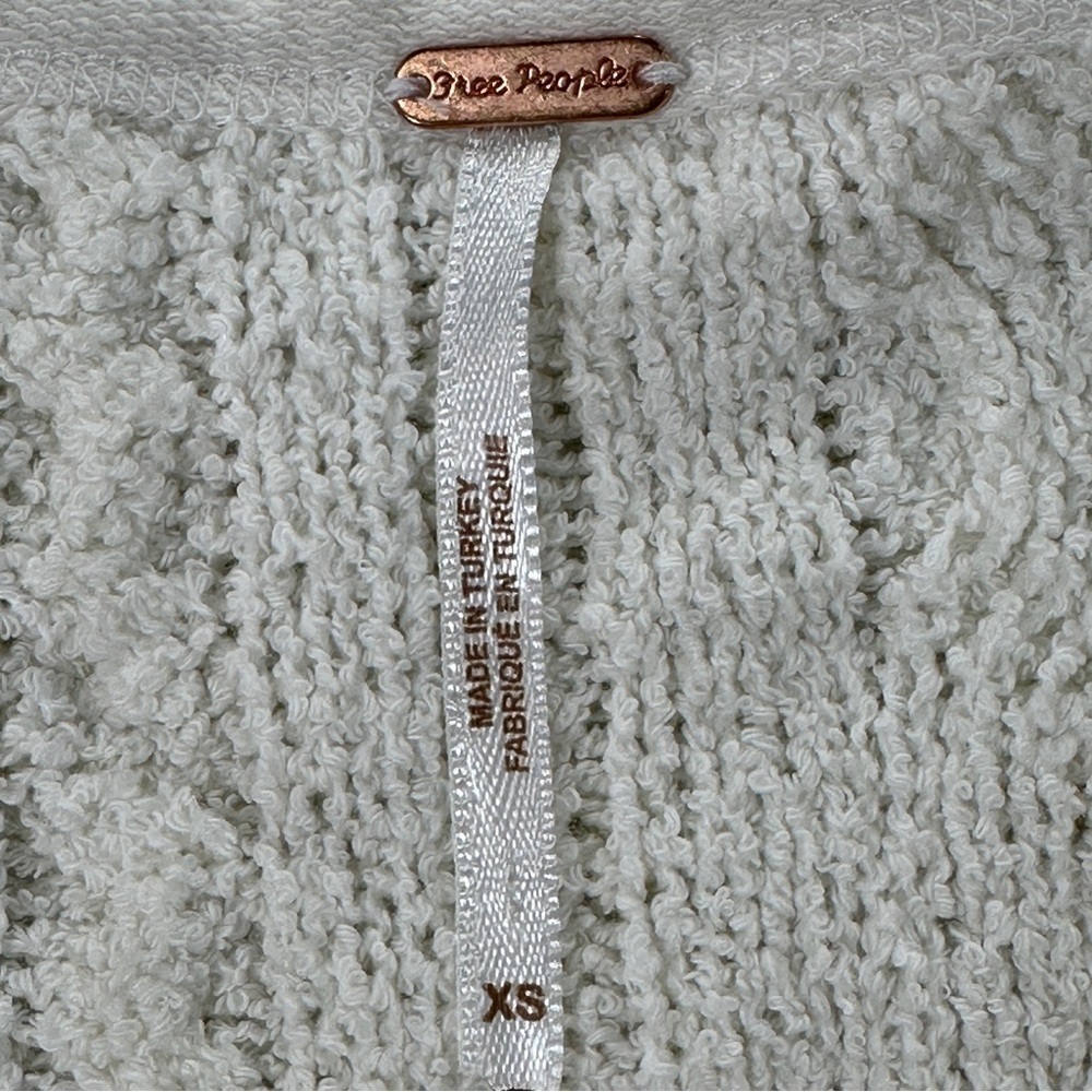 Free People Cream Cable Knit Detail Short Sleeved Sweater Sz S - Picture 5 of 7